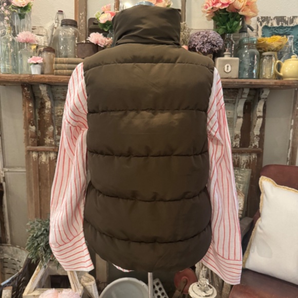 H&M PUFFER VEST COAT | Rich CHOCOLATE Brown | Oversized Neck | FUR LINED | S - Picture 6 of 13